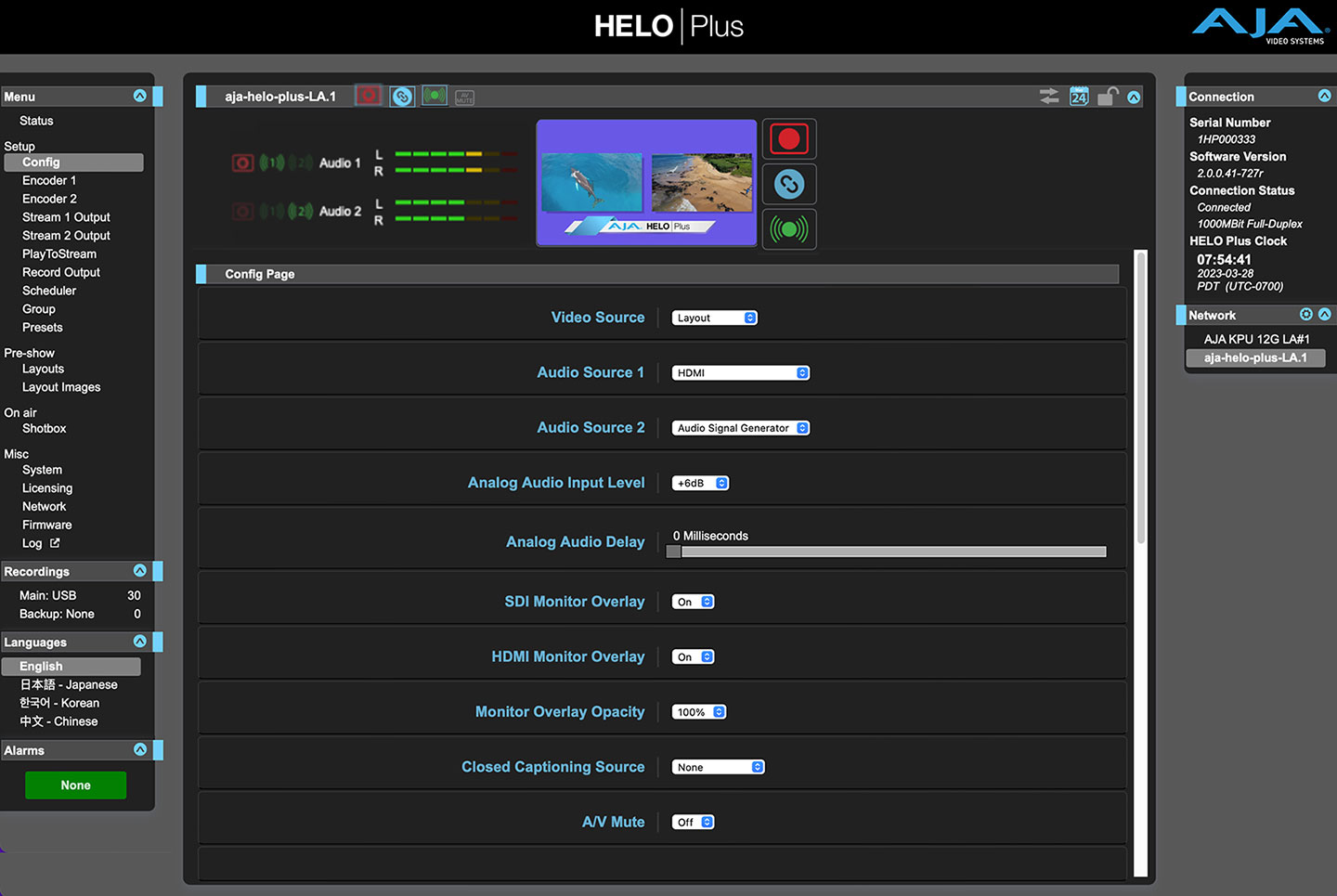 5594 HELO Plus v2.0 Config no audio silence level sm