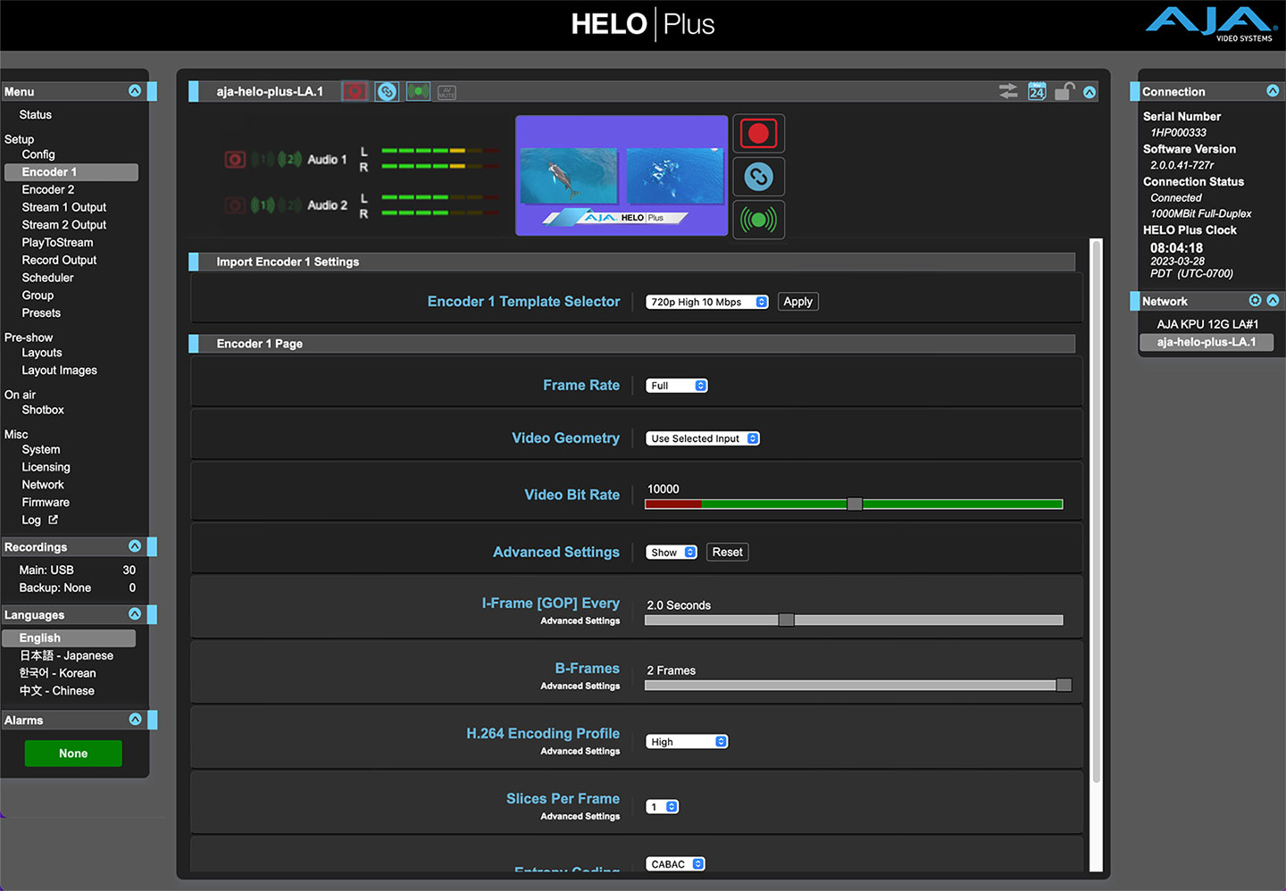 5596 HELO Plus v2.0 Encoder 1 audio streams remix sm