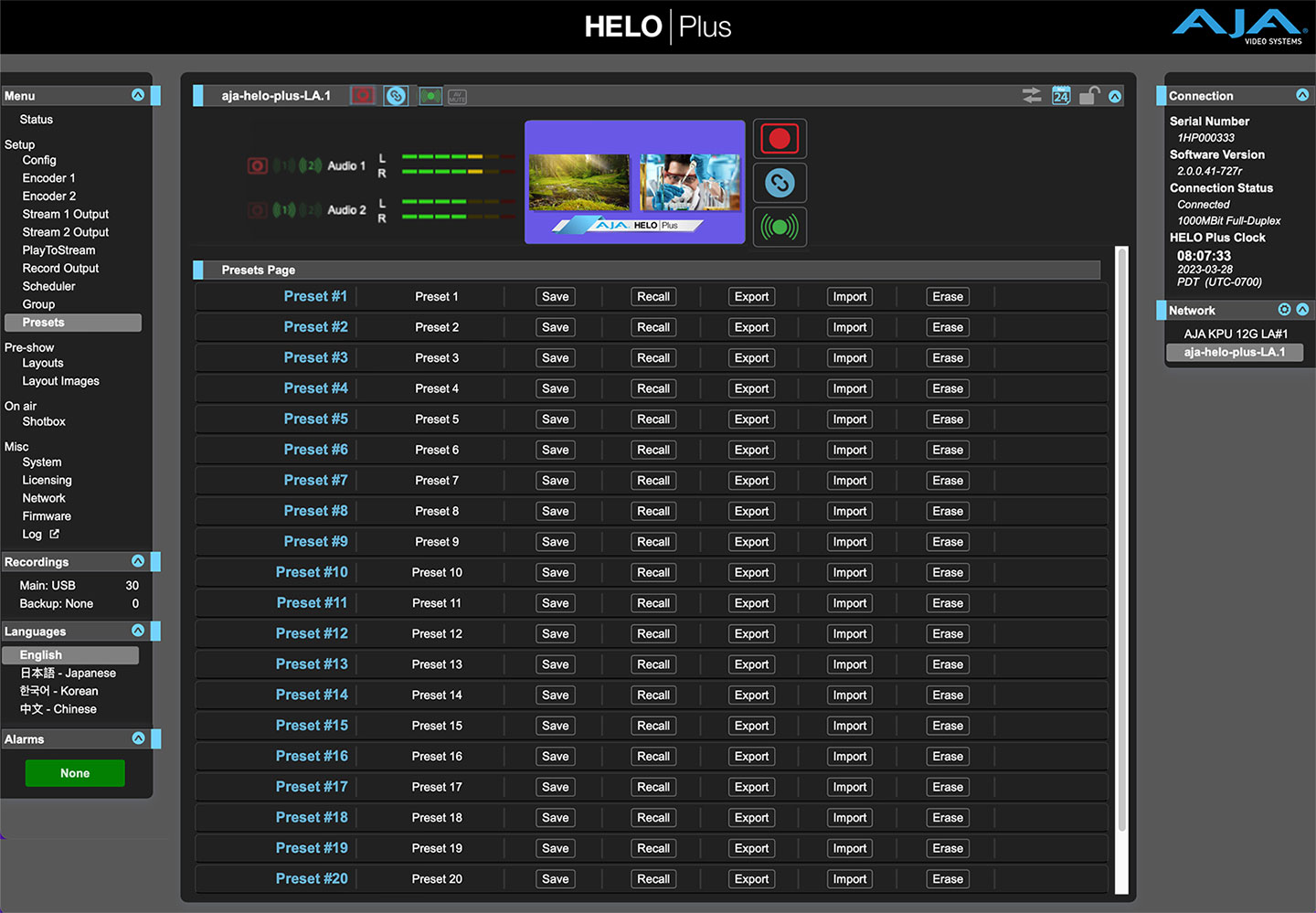 5601 HELO Plus v2.0 Presets audio streams swapped sm