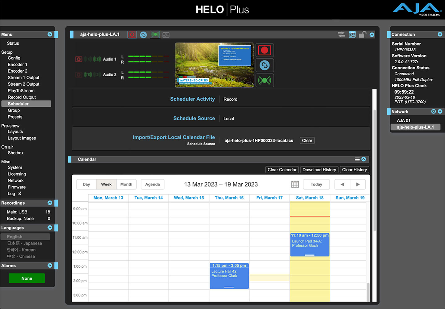 5606 HELO Plus v2.0 Scheduler presenter audio streams remix sm